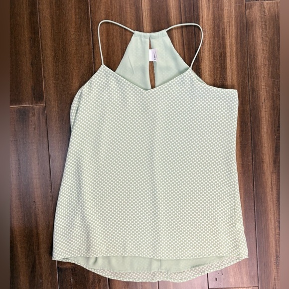 Express size S Mint Green Halter Tank Top V Neck Polka Dot - Picture 1 of 10